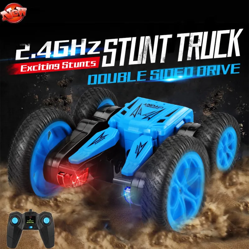 Light Music Double Sided Stunt RC Car 1:24 360 Degree Rotation Wheel Vehicle High Speed Remote Control Toy Boy Gift | Игрушки и хобби