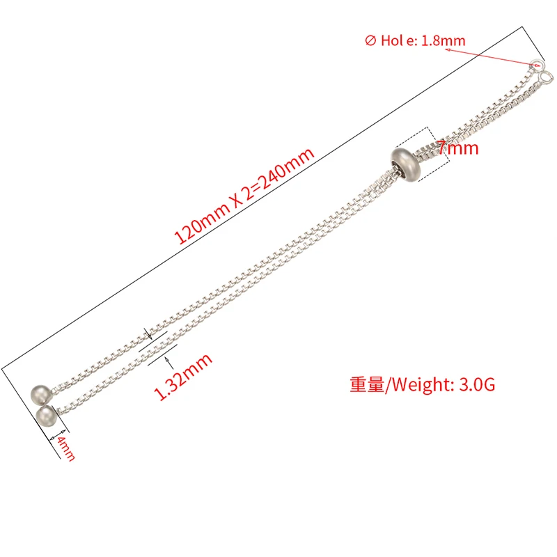ZHUKOU 1,32x240 мм латунь простой Регулируемый браслет цепь для ювелирных изделий ручной работы Изготовление diy браслет цепь аксессуары Модель: VL28