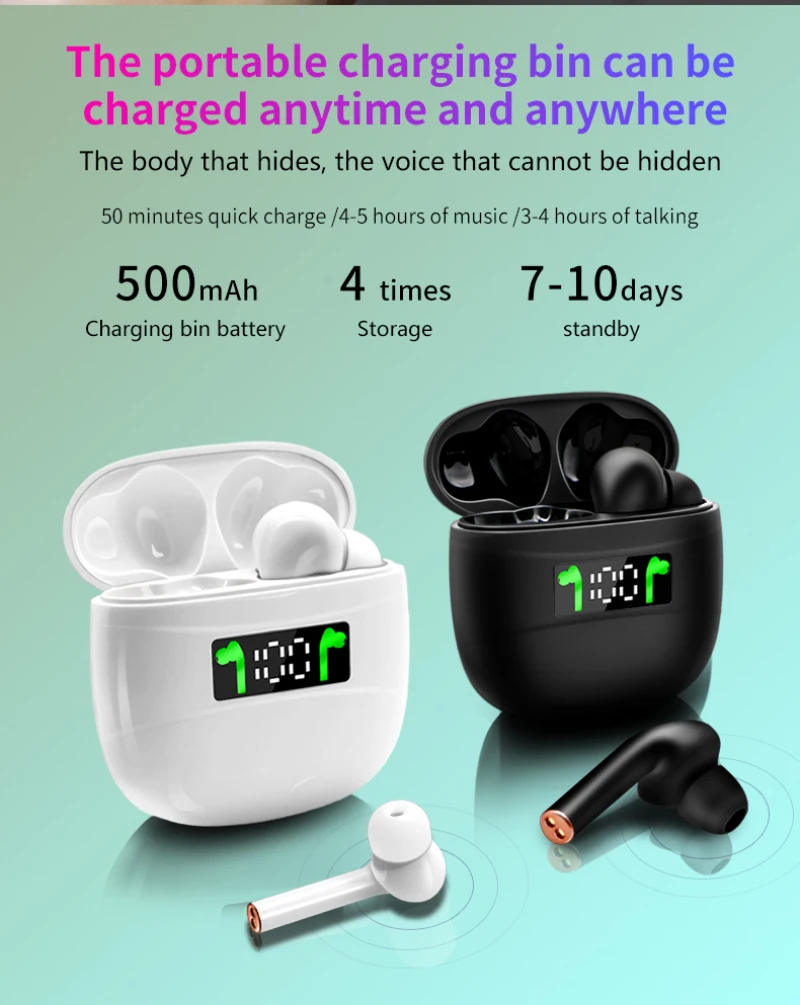 J3 Pro TWS Wireless Bluetooth 5 2 Earphone Sports Earphone Touch Control LED Digital Display Earphone Is Suitable For All Mobile