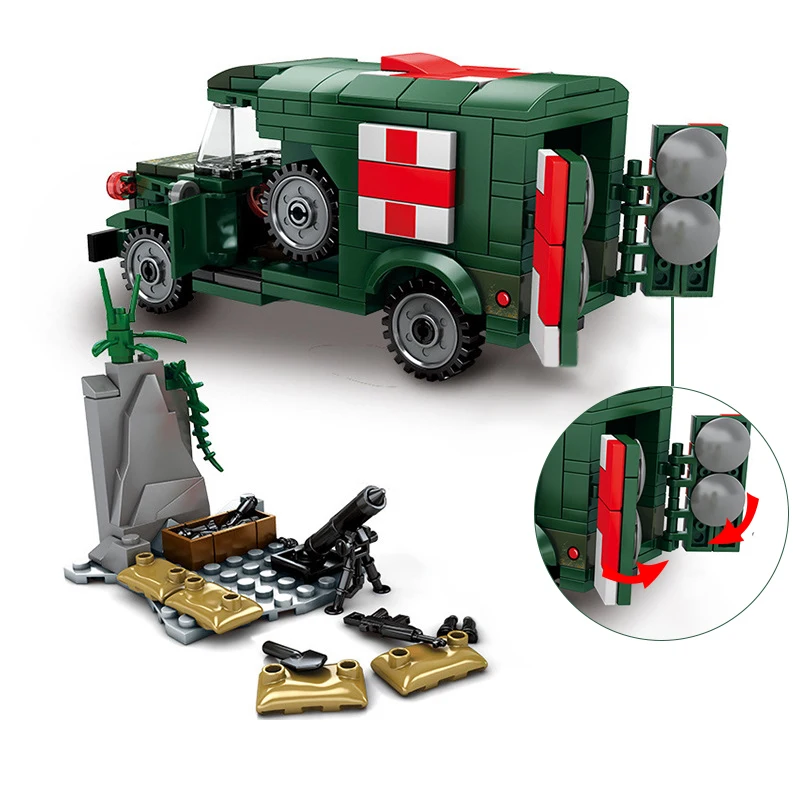 262Pcs Legoings City Soldier Military Ambulance Building Blocks Vehicle Toy Emergency Car Bricks Kits DIY Kids Educational Toys (5)