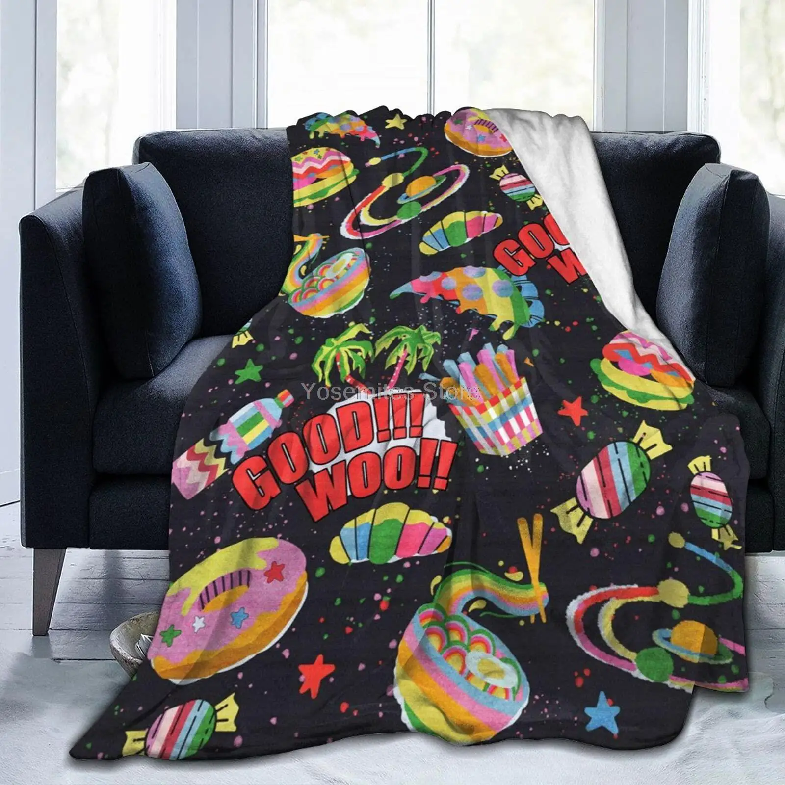 

Фланелевое Флисовое одеяло Rainbow Food Space, для дивана, кровати, дивана, очень мягкие теплые плюшевые одеяла из микрофибры