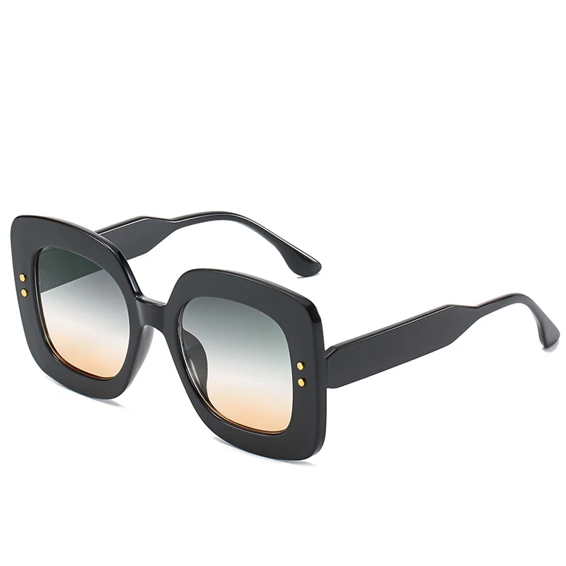 fashion oversized square sunglasses women luxury new sun glasses for women big black UV400 Shades - Цвет линз: Green Tea
