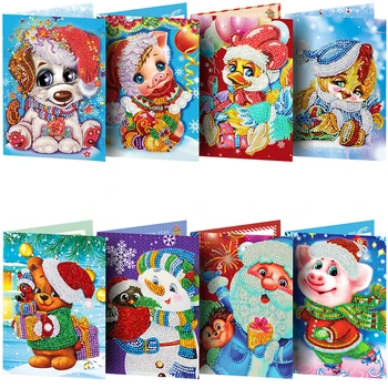 

2020 Christmas Cards New DIY Diamond Painting 5D Mosaic Art Diamond Embroidery Kits Santa Claus Greeting Postcards Handmade Gift