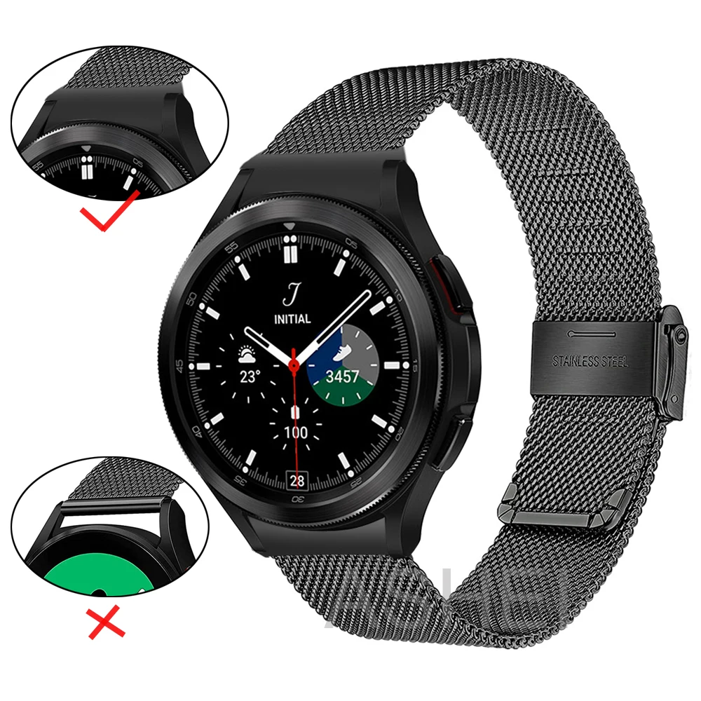 Ремешок Миланская петля для Samsung galaxy watch 4 calssic 46 мм браслет из нержавеющей стали 44
