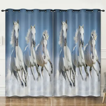 

A running horse room decoration curtain background decoration cloth pink curtains luxury 3