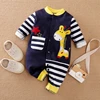 PatPat New Arrival Autumn and Winter Baby Boy Girl Cute Giraffe Embroidery Stripe Design Long-sleeve Jumpsuit Baby Clothing ► Photo 2/6