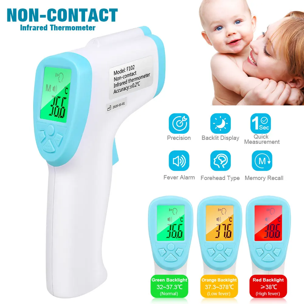 

Baby Thermometer Infrared Digital LCD Body Measurement Forehead Ear Non-Contact Adult Kid Body Fever IR Children Termometro F102