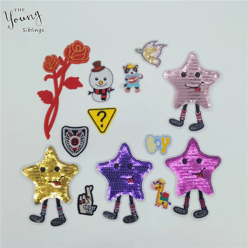 

Cartoon Embroidery Sequins Iron on patch Sewing Applique Badges Stripes patch DIY Clothing Decorate Accessories Craft supplies