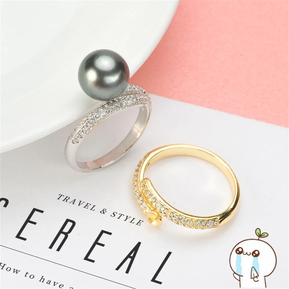 

Ring Mount Pearl Accessories Adjustable Size 925 Sterling Silver Ring Jewelry DIY No Pearl Free Shipping 2019J107