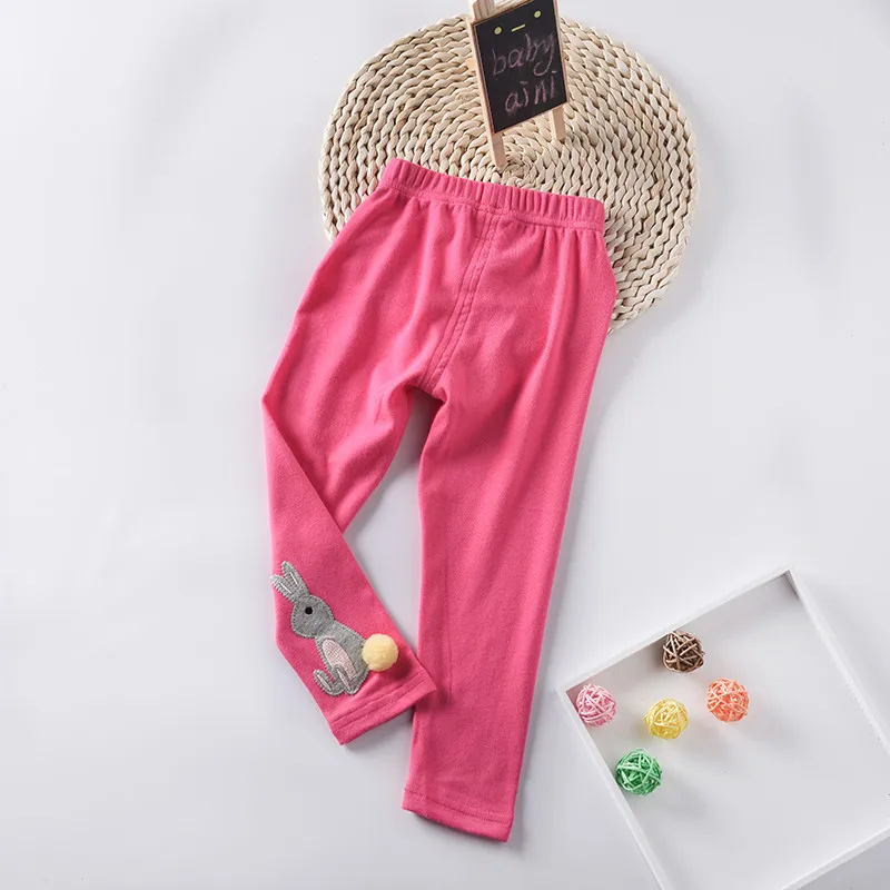 

2019 Spring And Autumn New Style Girls Cotton Furry Ball Rabbit Leggings Children Elasticity Leggings