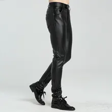 Кожаные брюки мужские локомотив нового фонда Осень Зима теплые бархатные утепленные брюки из искусственной кожи