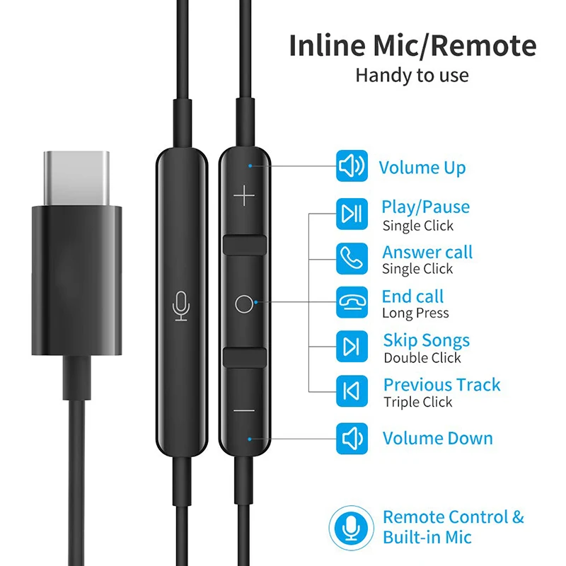 USB Type C Google chip Earphones magnetic Sports Stereo earphone with Wired control for HUAWEI P30 Mate 20 Pro Xiaomi 8 Samsung