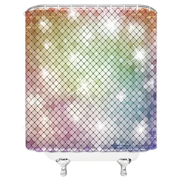 

Colorful Gorgeous Mosaic Shower Curtain Bath Screen Bar Bathroom Curtains Waterproof Polyester Cloth Home Decor With Hooks