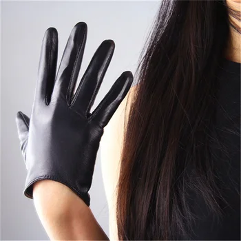 

Women Leather Touch Screen Gloves 16cm Ultra Short Sheepskin Black 3-TB05