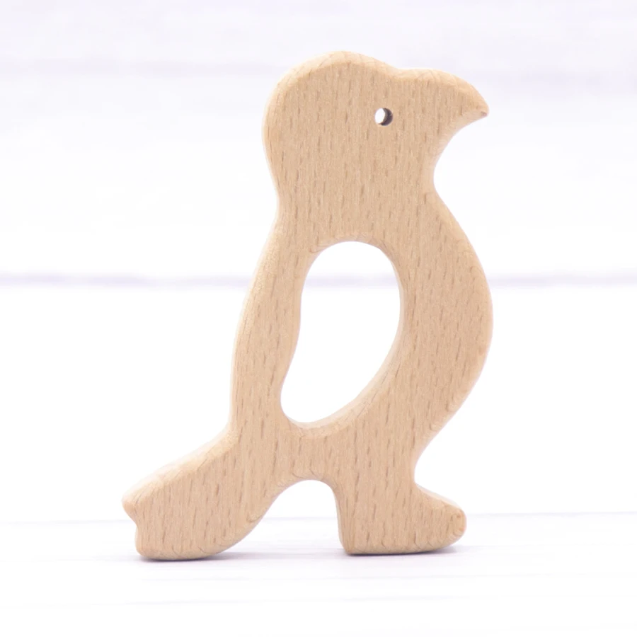 1pcs Baby Animal Natural Beech Teething Wooden Teether Rodent Tiny Rod Baby Teether Pendant For Pacifier Chain Teething Products 2