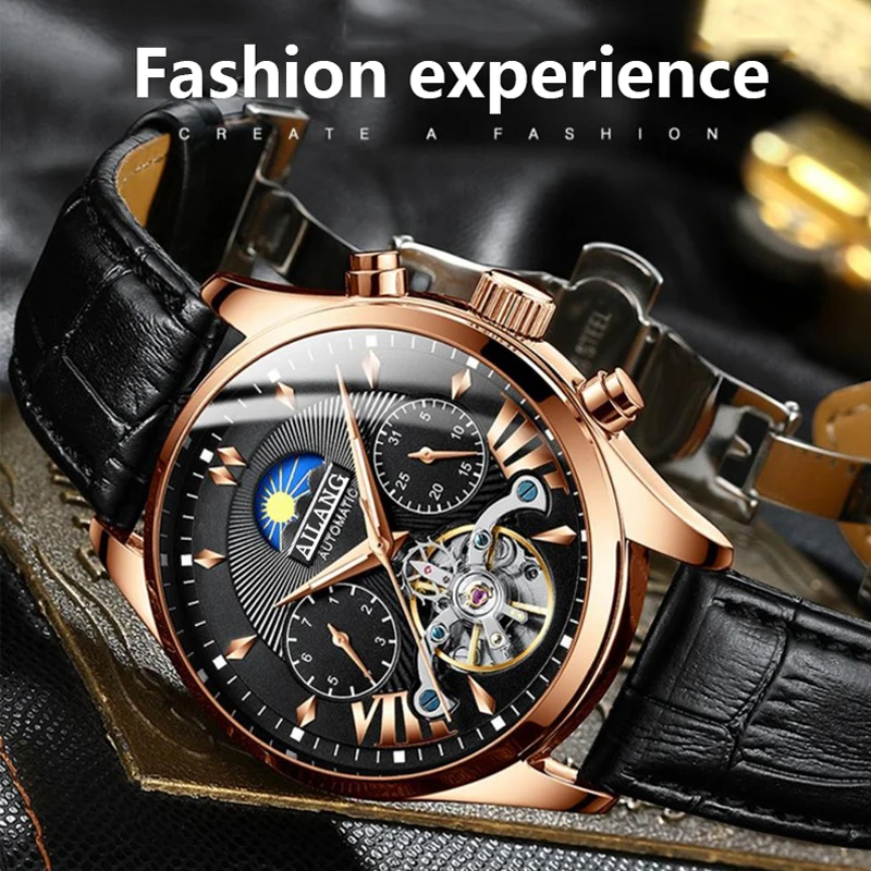 AILANG top luxury brand men s mechanical watch moon phase multi function tourbillon watch diving clock 2