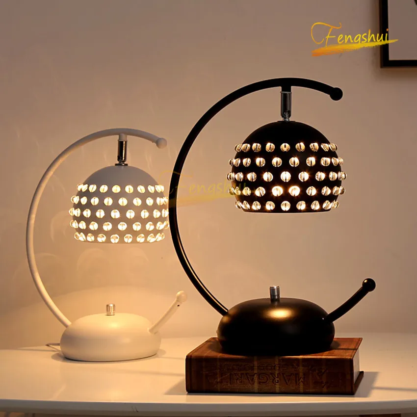 

Modern Iron Art LED Table Lamp Lighting Modern Creative Crystal Table Lights Bedside Study Loft Living Room Reading Lamp Fixture