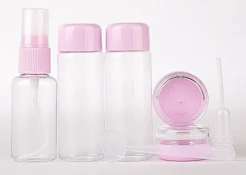 pinkstars 7 шт./компл. Путешествия Мини косметики для макияжа косметический крем для лица горшок бутылки Пластик прозрачный пустой составляют контейнер бутылка аксессуары для путешествий - Цвет: pinkstars