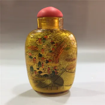 

Chinese old beijing glass built-in painting snuff bottle Characters pattern