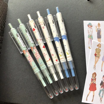 

gel ink pens plastic cartoon style click type 0.5mm black ink school office writing stationery 3pcs/lot