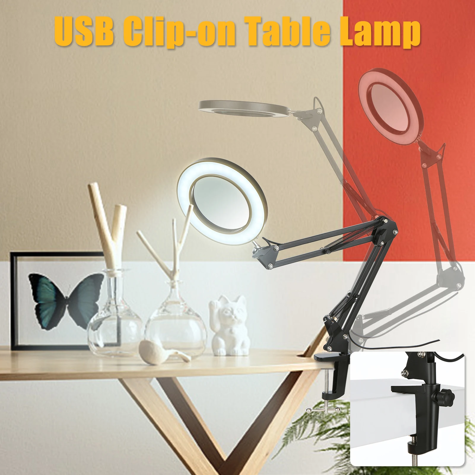 best tape measure for woodworkers Flexible Clamp-on Table Lamp with 8x Magnifier Glass Swing Arm Dimmable Illuminated Magnifier LEDs Desk Light 3 Color Modes Lamp measuring calipers