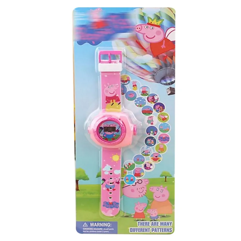 Peppa pig проекционные часы фигурка Свинка Пеппа день рождения Аниме Фигурка Свинка Пеппа «Щенячий патруль» игрушка подарок - Цвет: Pink