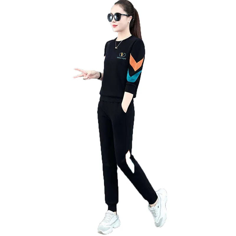 Pant Suits Women's Sports Suit Femme 2022 Spring Autumn Fashion Sets Loose Sweater Casual Running Two-Piece Suit 8
