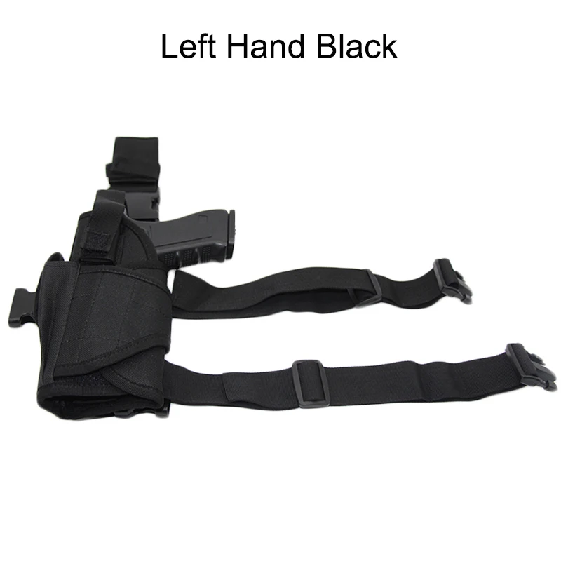 Left Hand Black Тактический нейлоновый чехол для страйкбола с левой/правой ногой для Glock 17 19 Beretta M9, универсальный чехол для пистолета, регулируемая кобура - Цвет: Left Hand Black