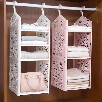 

Bedroom Hanging Shelf Wardrobe Organizer Bag Underwear Clothes Storage Rack Shelf Closet Hanging Basket Cabinet Folding Shelves