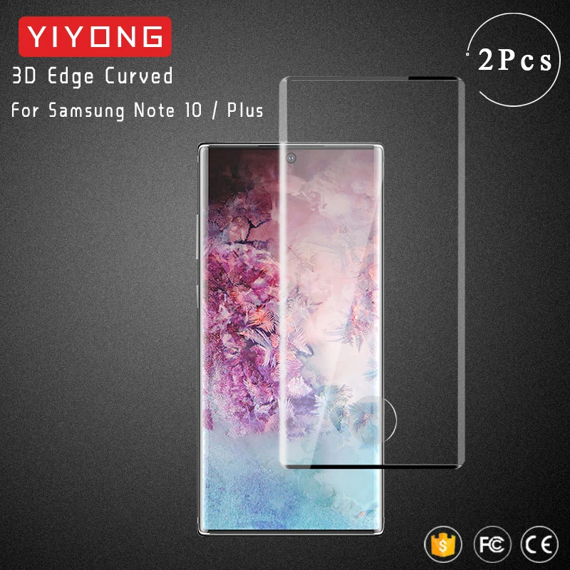 YIYONG 3D Edge Curved Glass For Samsung Galaxy Note 10 Plus Tempered Glass Screen Protector For Samsung Note 10 9 S S10 E Glass