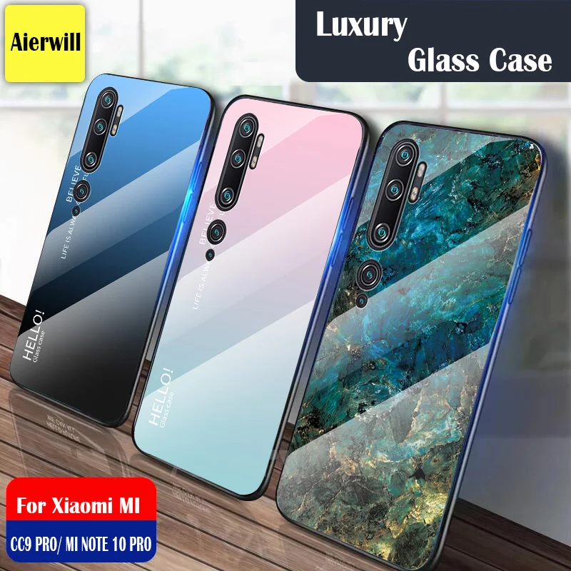 For xiaomi mi cc9 pro Case Shockproof Back Cover Gradient Tempered Glass for Xiaomi Mi Note 10 Global Pro case |