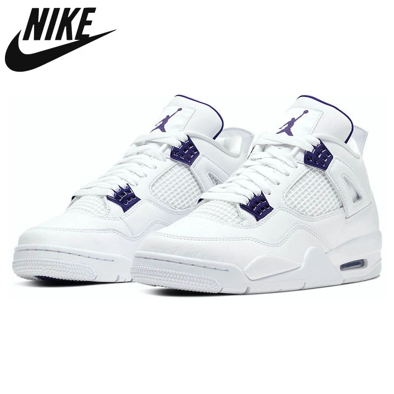 Баскетбольные туфли Nike Air Jordan 4 для мужчин и женщин спортивные Ретро фиолетового