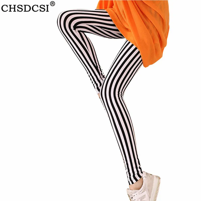 

CHSDCSI Striped Leggings Women Printed Elastic Fitness Leggins Elastic Waist Pants Push Up Leggings Summer Trousers Dropship