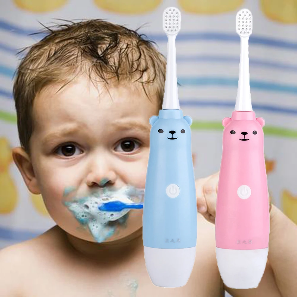 Fashion Children Sonic Electric Toothbrush Cartoon Pattern Electric Teeth Tooth Brush For Kids with Soft Replacement  Head  Cute