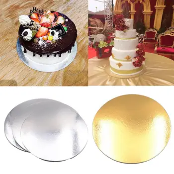 

5Pcs 8/10/12/14 Inch Gold Round Cake Board Circle Base Cupcakes Stand Paper Case Liners Party Pastry Baking Mat Party Decoration