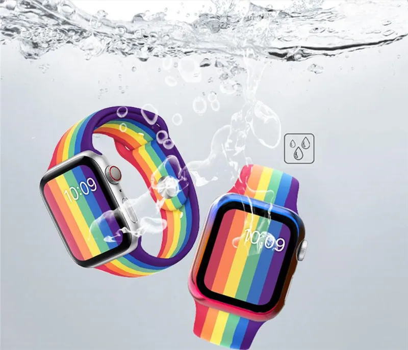 100 шт./лот компанией DHL новинка Радужный Браслет для apple watch 1 2 3 4 5 iwatch 38 мм 42 40 44