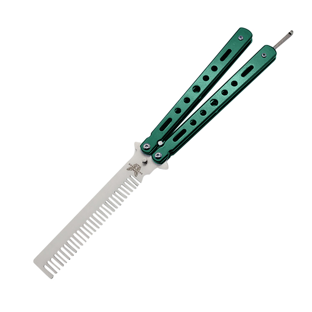 Comb Stainless Steel Practice Training Butterfly Knife Comb Beard Moustache Brushe Salon Hairdressing Styling Tool