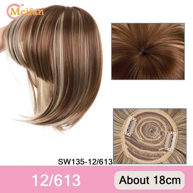 MEIFAN Clip in Hair Bangs Extension Hairpiece Synthetic Natural Fake Bang Hair Piece Air Bangs Clip on Bangs Black Brown SW135-12-613