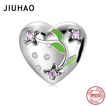 

2020 Beads Butterflies flying flowers 925 Sterling Silve heart shape Beads Charms fit Women Bracelets DIY Jewelry
