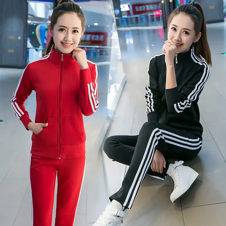 

Korean-style Three Bars Sports WOMEN'S Suit 2019 Spring And Autumn Fashion Fashion Casual Running Long Sleeve Suit Slim Fit Two-