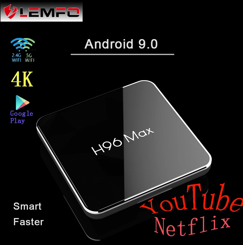 LEMFO H96 MAX X2 Android tv Box 9 0 4 Гб ram 64 ГБ 32 4K 3D H.265 2 4/5G WiFi Netflix YouTube телеприставка | Электроника