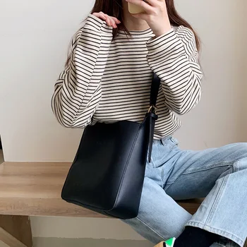 

Fashion Retro Women Bucket Bag Large Capacity Crossbody Shoulder Bags Pu Leather Tote Bags for Woman Female Handbags 2020 New