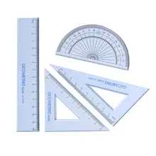 

4Pcs Drawing Measurement Math Geometry Triangle Ruler Straightedge Protractor