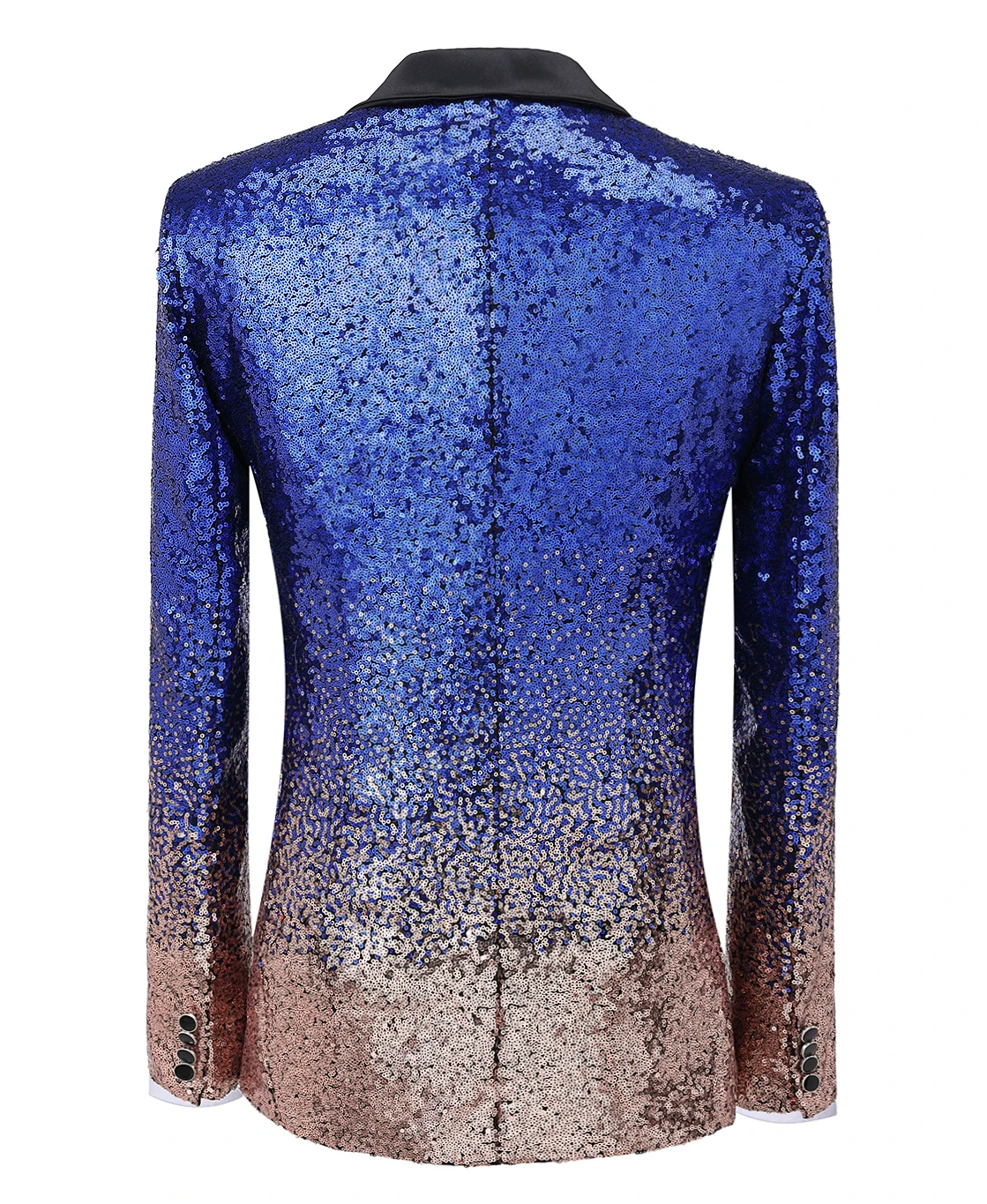 Royal Blue Men's Suit Gradually Changing Color Sequin Blazer Peak Notch Lapel Tuxedo For Wedding Party Groom (Blazer+Vest+pants) Royal Blue Men's Suit Gradually Changing Color Sequin Blazer Peak Notch Lapel Tuxedo For Wedding Party Groom (Blazer+Vest+pants)