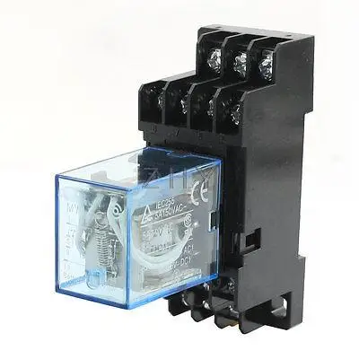 

35mm DIN Rail 3PDT 14 Pins General Purpose Relay DC 24V Coil w Socket
