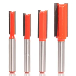 4 pçs 6.35mm haste reta bit carboneto de tungstênio único duplo flauta roteador bit fresa madeira para a ferramenta de madeira