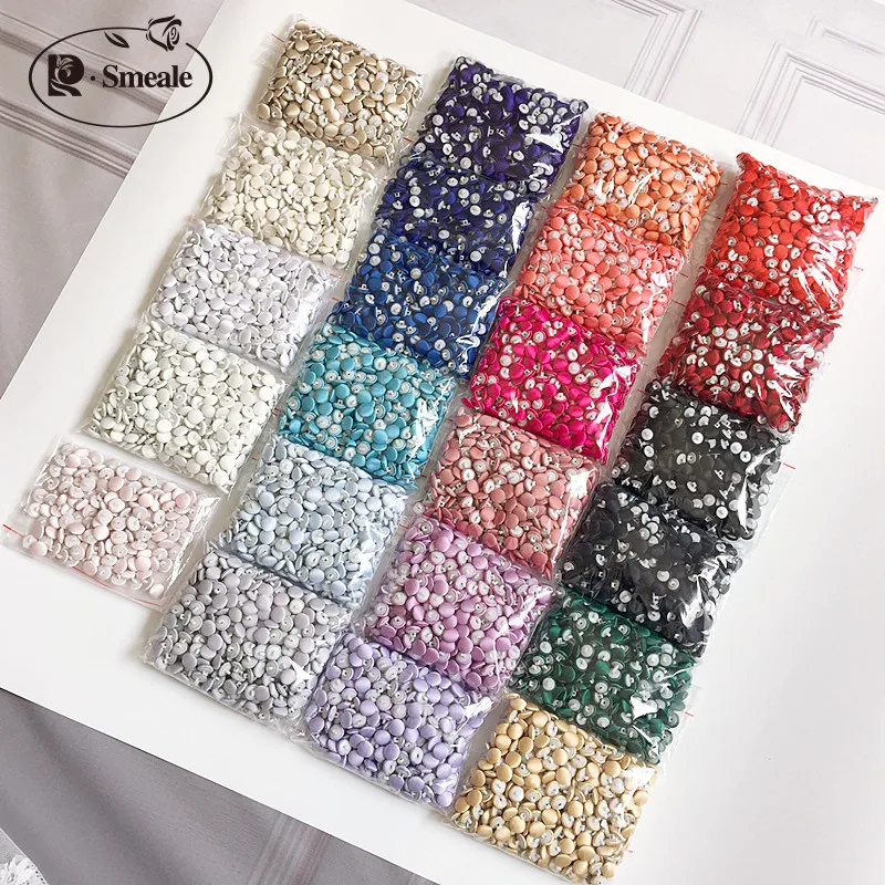 1Set (50PCS Buttons and 50 Buttonhole) Colorful Colors Satin Cloth Button Buttonhole Wedding Dress Back Handmade Diy Accessories