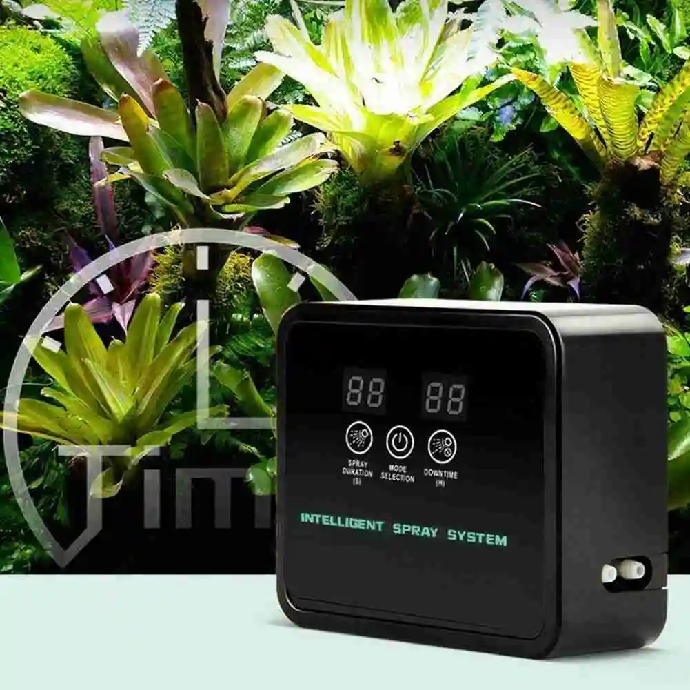 Intelligent Reptile Terrariums Fogger Water Humidifier Timer Automatic Watering Indoor Mist Spray System Kits Sprinkler