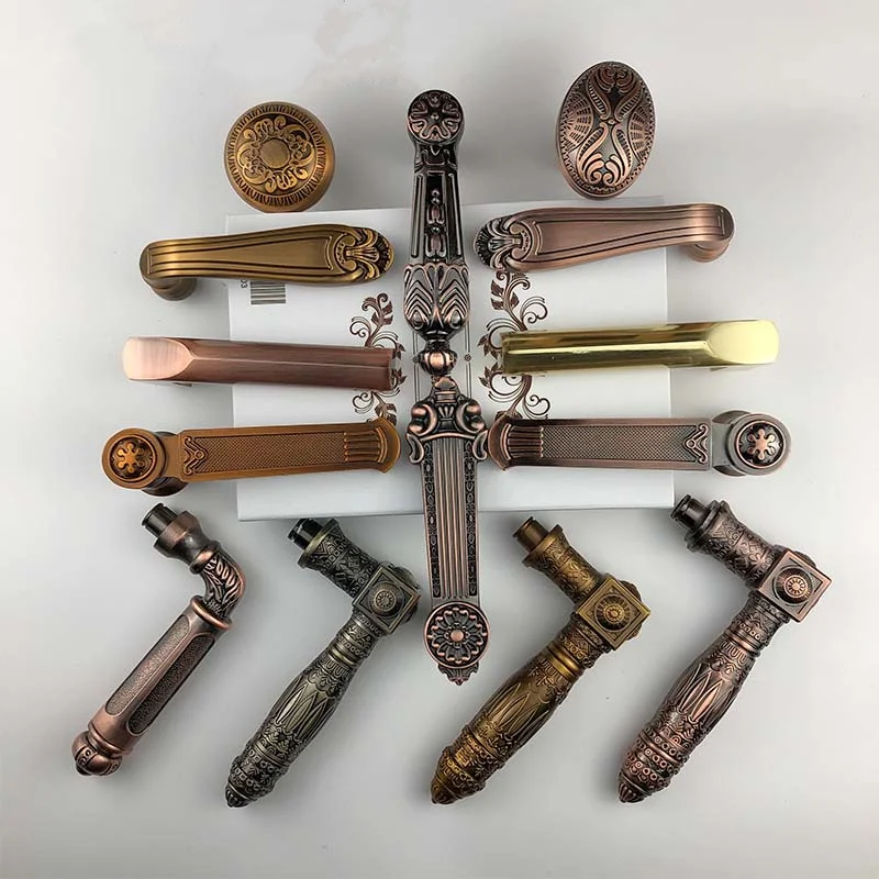 AntiqueBronzeSecurityDoorLockHandleUniversalVillaHomeDoor