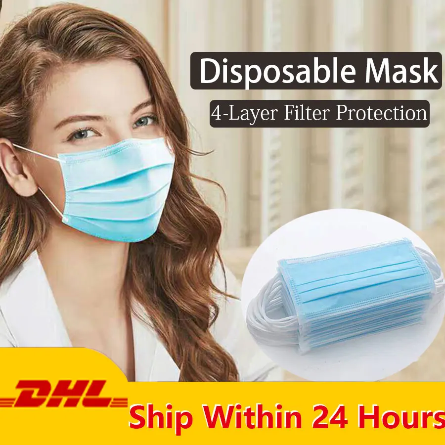 

4-Layers Filter Protection Anti-virus Respirator Disposable Mouth Masks PM2.5 Protective Anti-dust Face Mask For Hair Salon Use